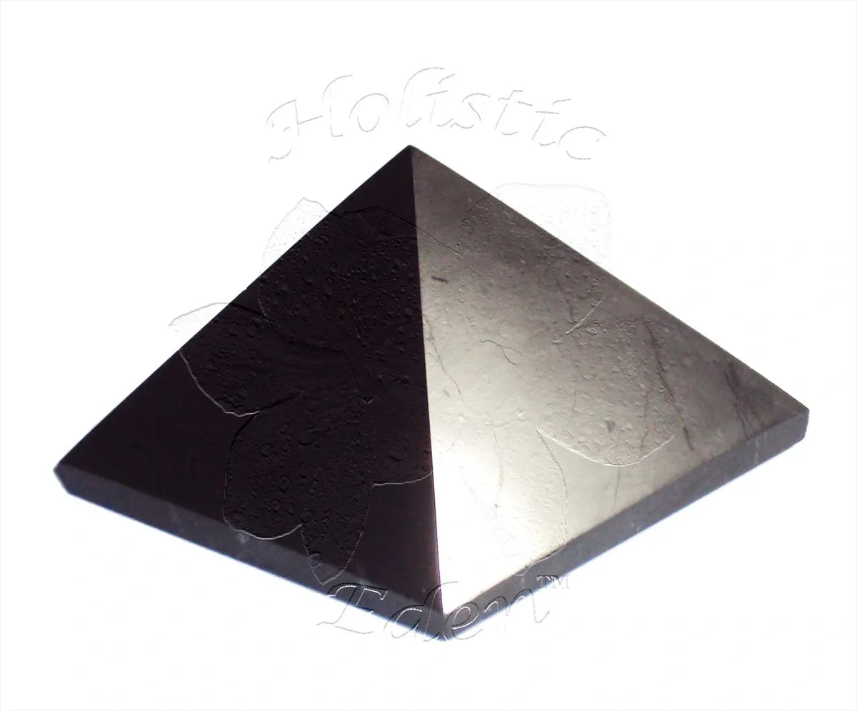 10cm Shungite Polished Pyramid EMF Protection, Air Purifier Crystal Health Stone