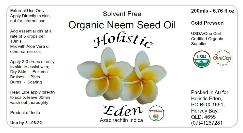 200ml Organic Neem Oil Seed Oil 100% Pure Cold Pressed Azadirachtin Indica Glass