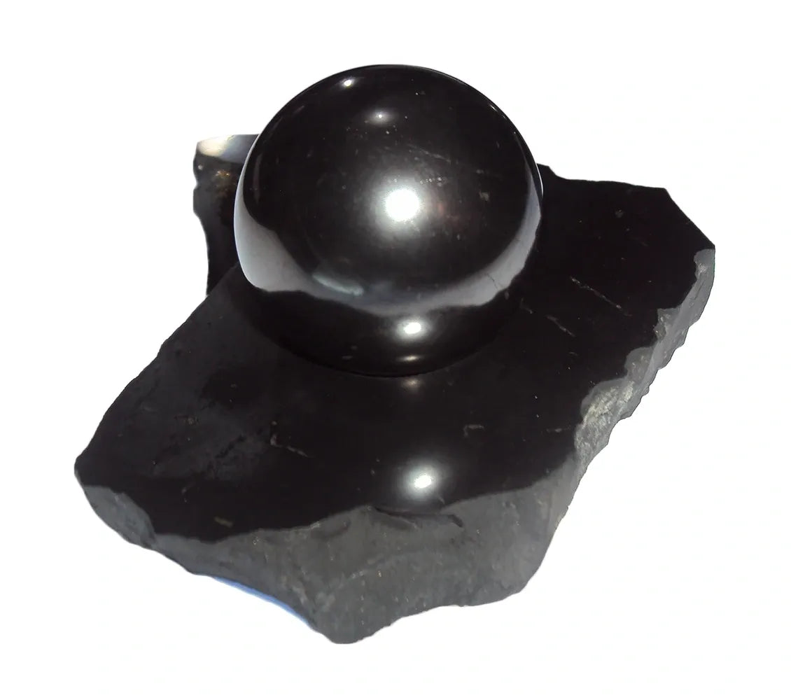 40mm Shungite Sphere + Stand, EMF Protection