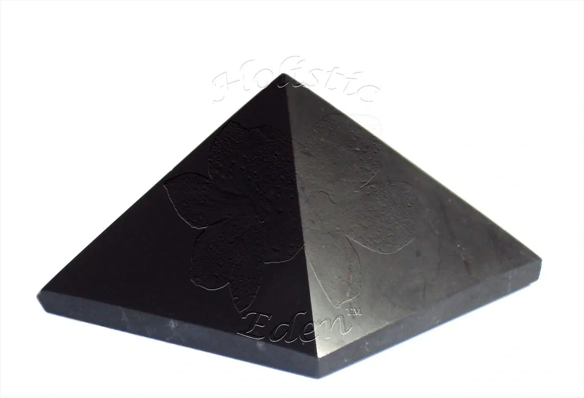 60mm Shungite Polished Pyramid EMF Protection, Air Purifier Crystal Health Stone