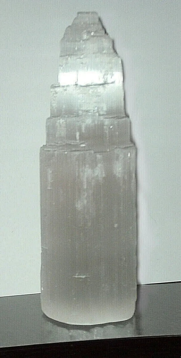 6" Selenite Crystal Tower 15cm, High Grade Stone from Morocco