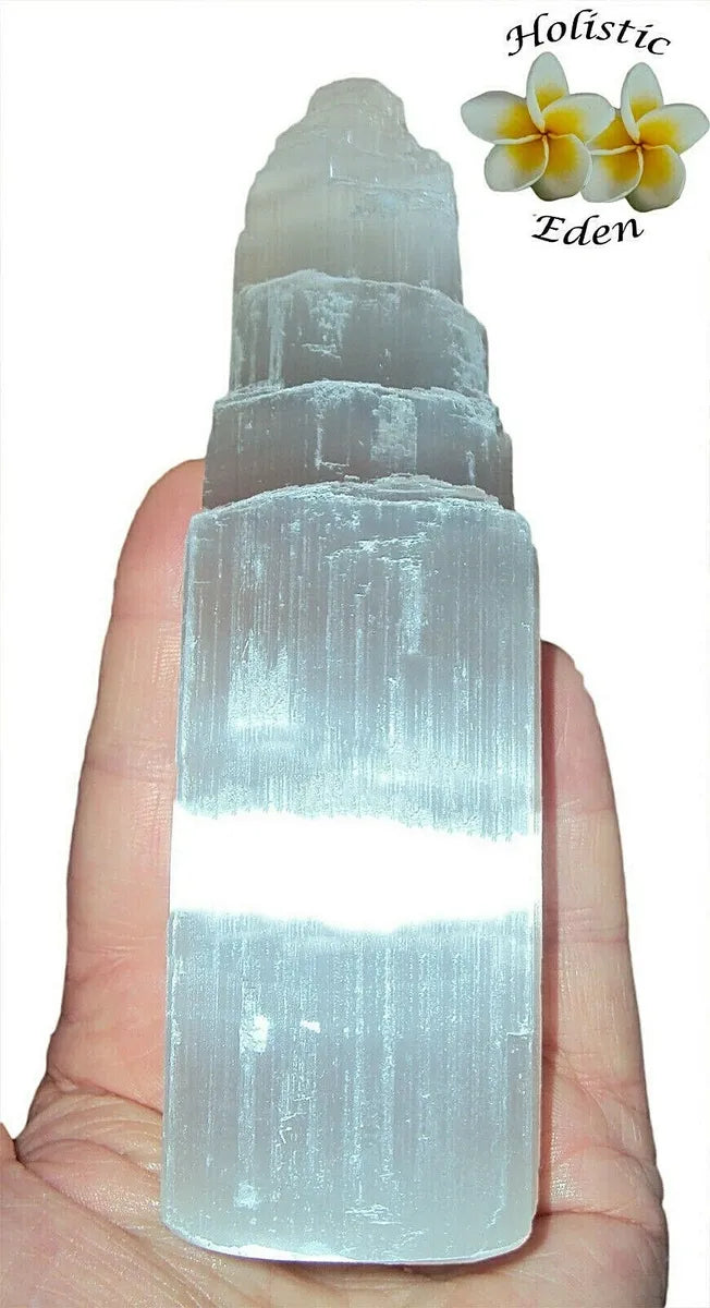 7" Selenite Crystal Tower, High Grade Stone from Morocco 180mm Generator
