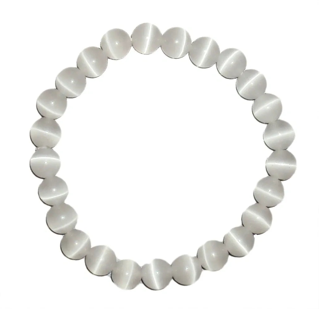 8mm Moroccan Selenite Natural Stone Crystal Elastic Bead Bracelet
