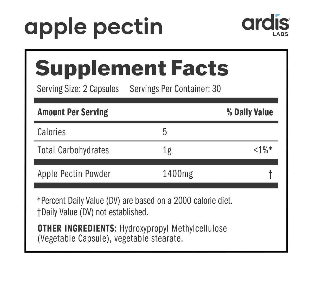 Ardis Labs Apple Pectin Capsules - Natural Chelator