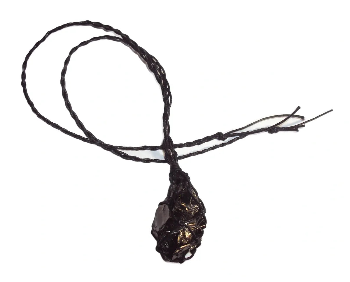 Elite Noble Shungite Pendant Necklace - EMF Protection Healing Stone Braid Cage