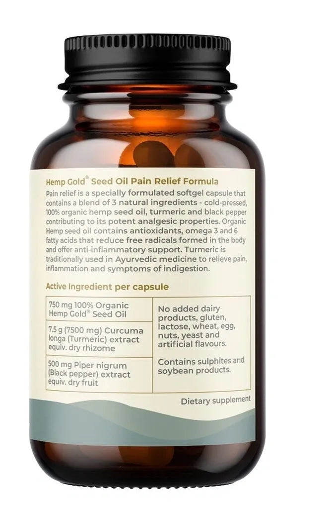 Hemp Foods Aus Pain Relief Hemp Gold Seed Oil (Turmeric Curcumin & Black Pepper)