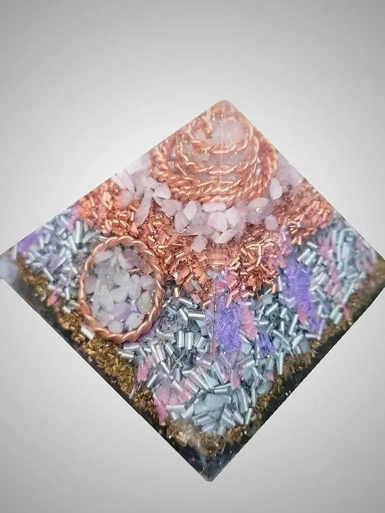 Kunzite Orgonite Copper Tensor Ring EMF Protection Giza's Grace Pyramid