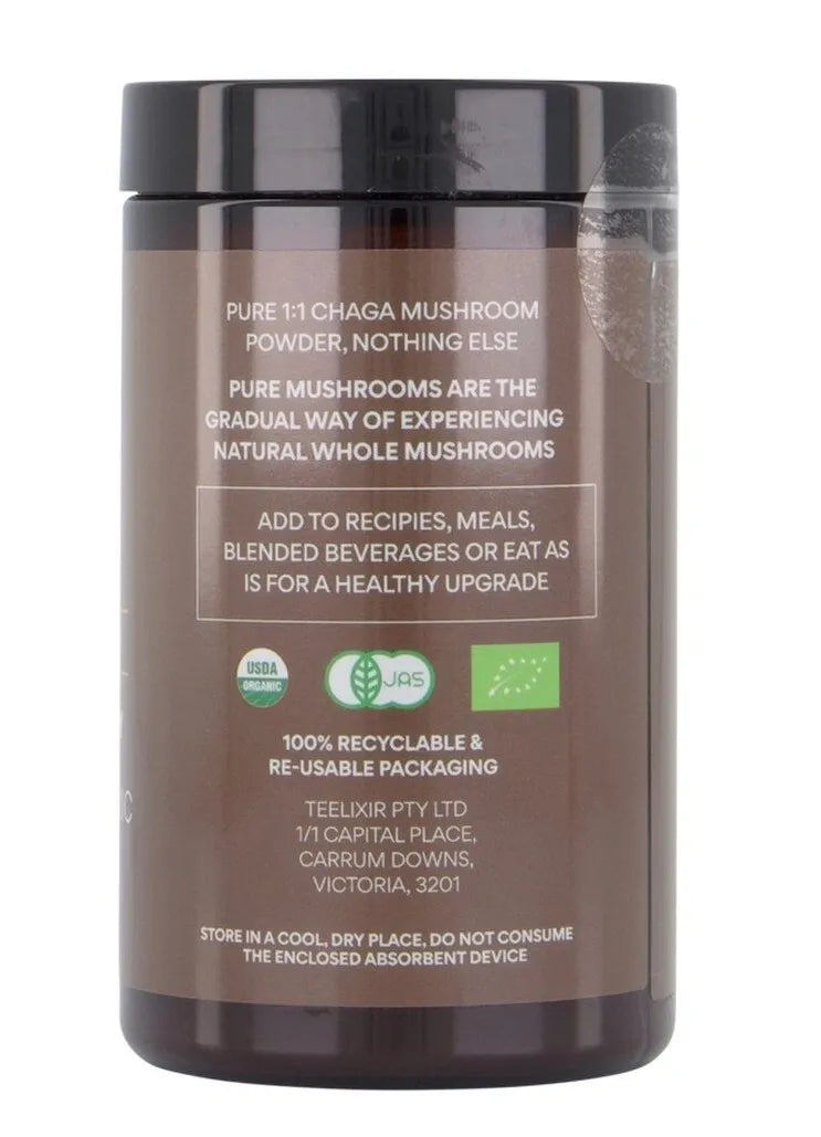 Organic Teelixir Chaga Mushroom Powder Extract Anti-Inflammatory, Immune Support