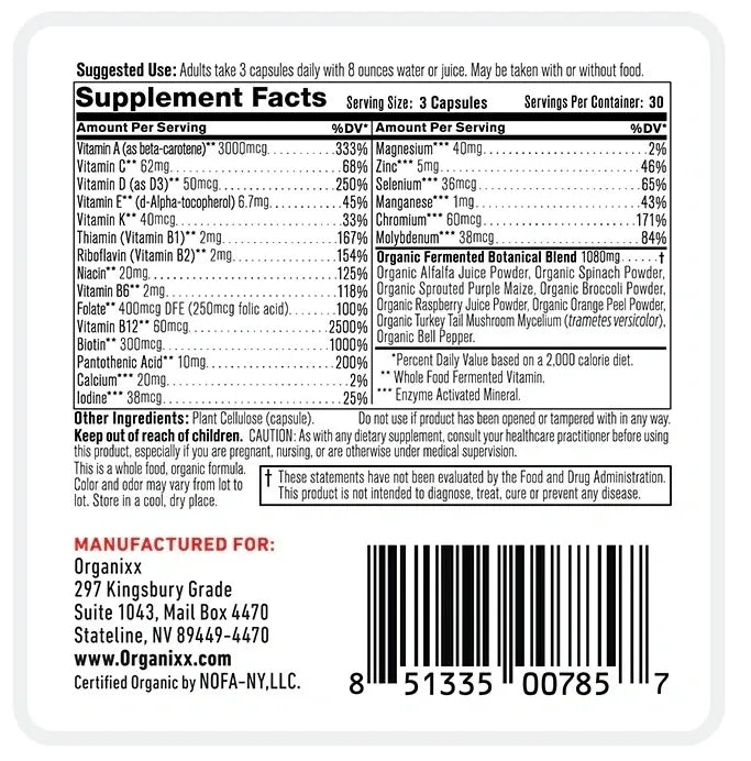 Organixx Multi-Vita Maxx Multi Vitamin from Organic Whole Foods