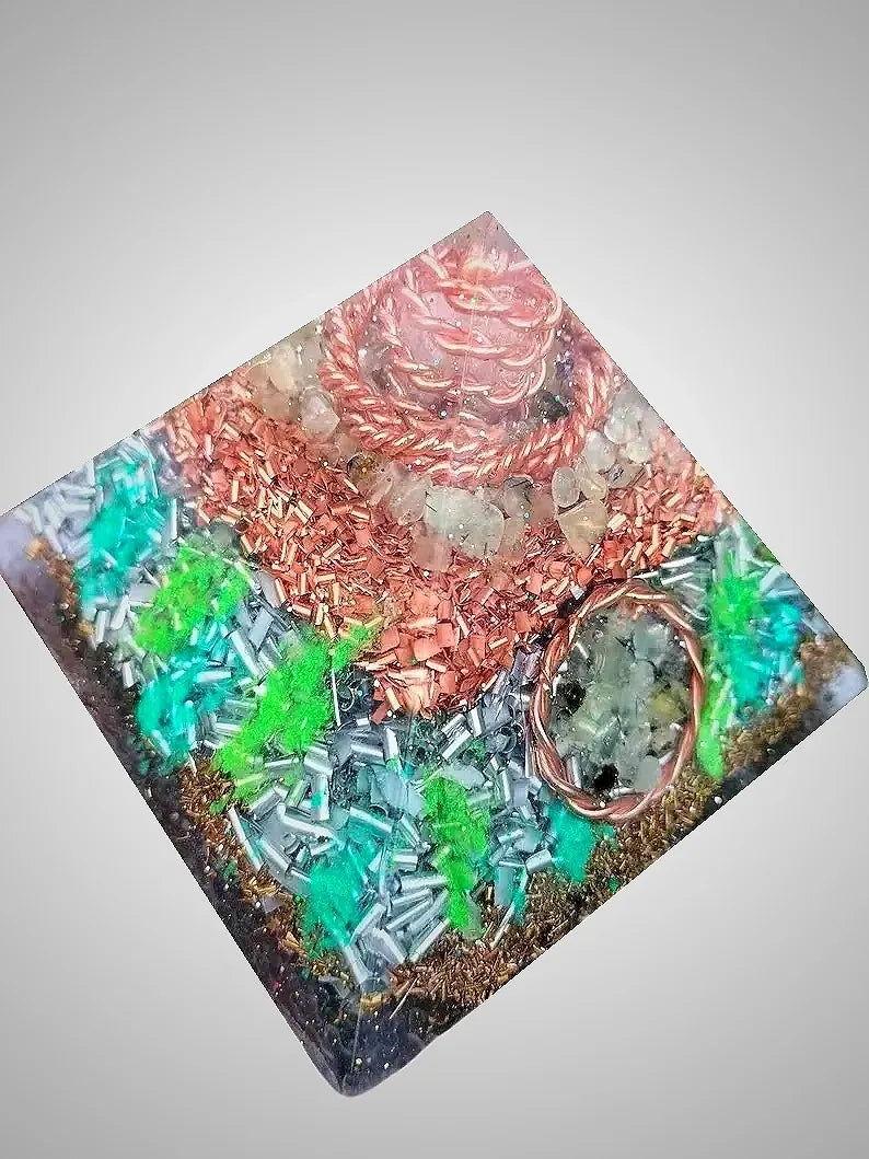 Prehnite Orgonite Copper Tensor Ring EMF Protection Giza's Grace Pyramid