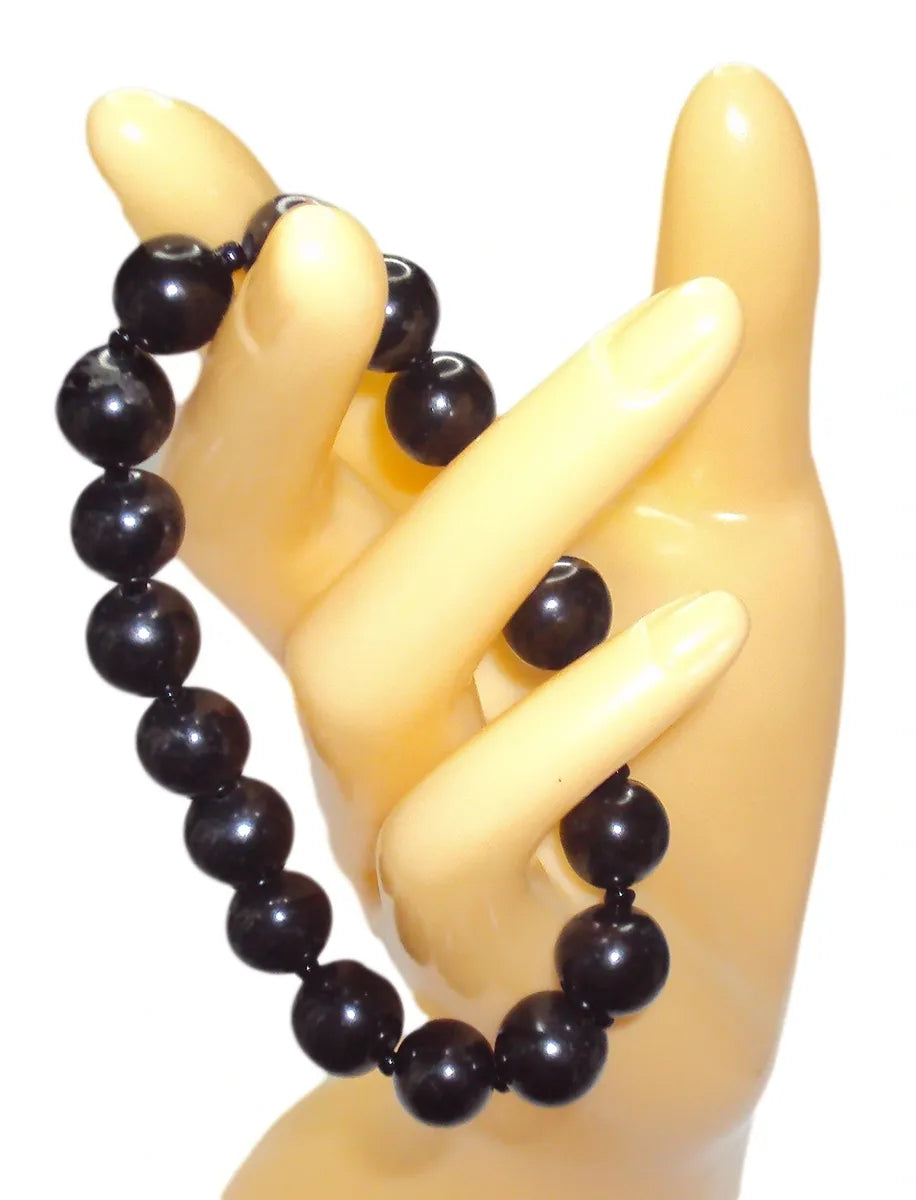 RUSSIAN SHUNGITE 9MM ELASTIC BEAD BRACELET 100% SOLID EMF PROTECTION