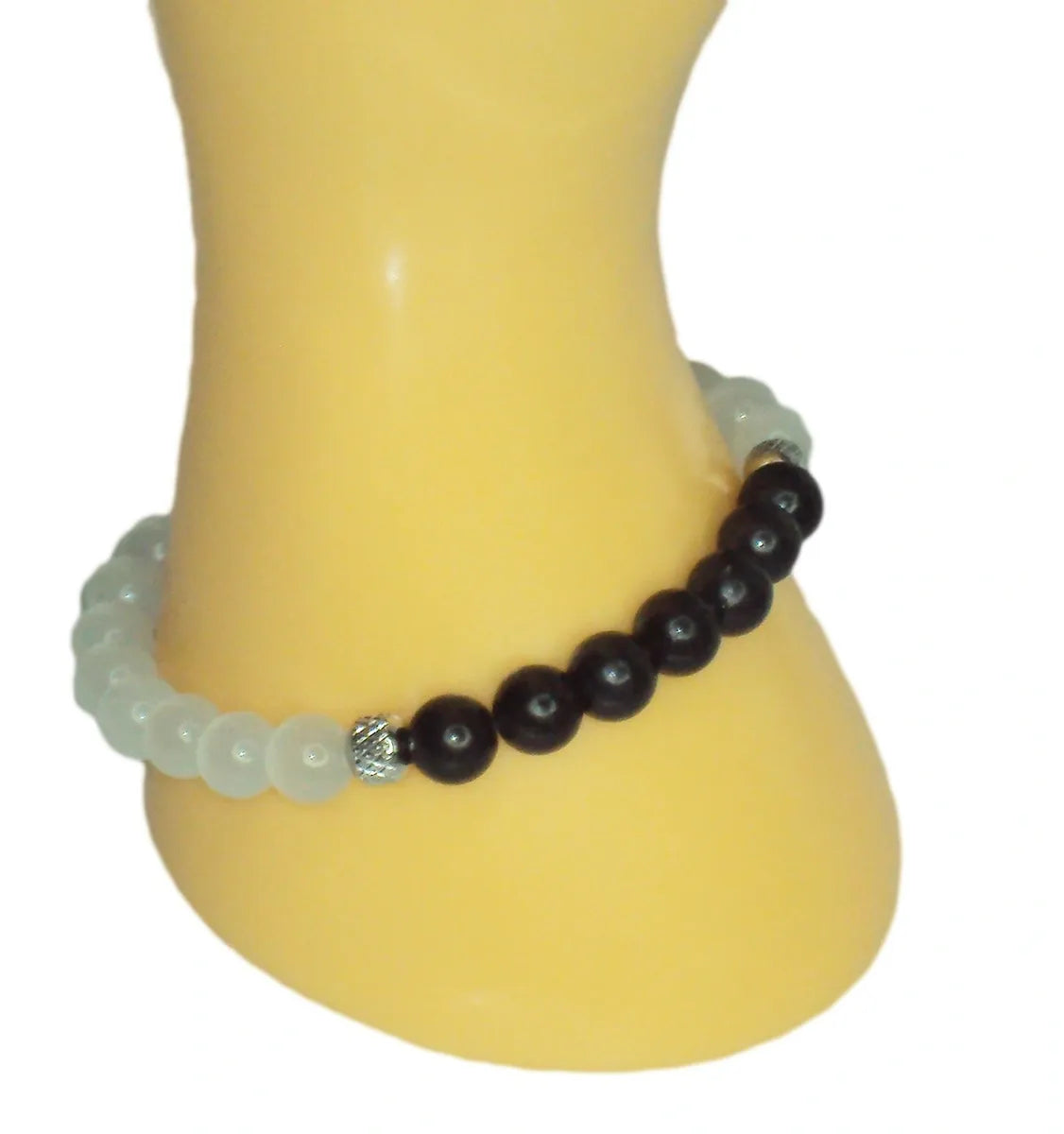 RUSSIAN SHUNGITE / MOROCCAN SELENITE 8MM BEAD BRACELET 100% SOLID EMF PROTECTION