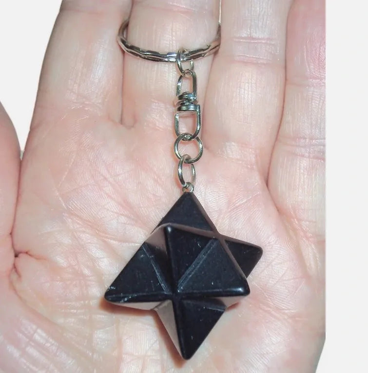 SHUNGITE MERKABA KEYRING RUSSIAN KARELIA SHUNGITE STONE EMF Radiation Protection