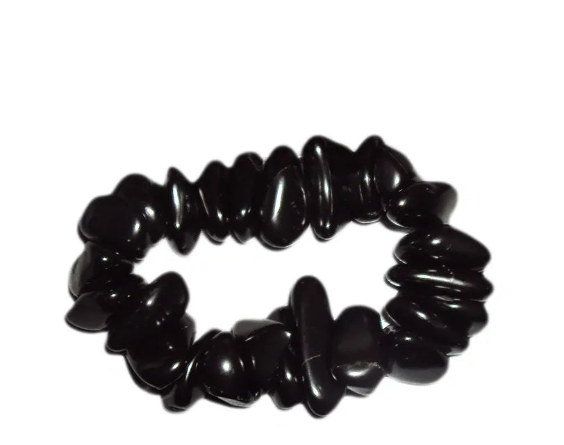 Shungite Crystal Bracelet Extra Large Chunky Tumbled Chip Stones, 15-20mm Pieces
