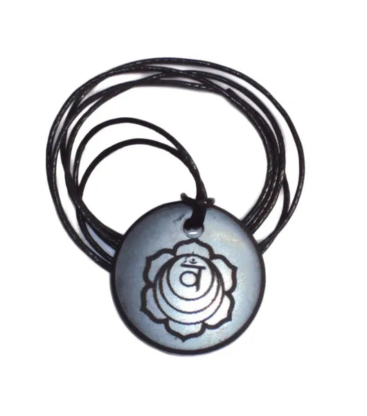 Shungite Flower Pendant Necklace EMF Protection Sacral Charkra Healing Stone