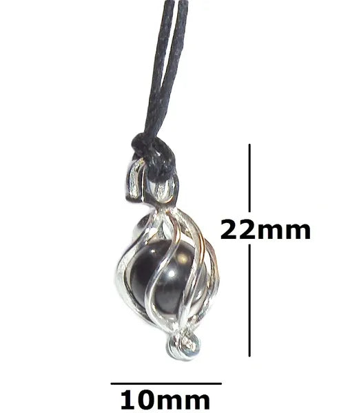 Shungite Pendant 925 Stirling Silver Necklace Locket Cage