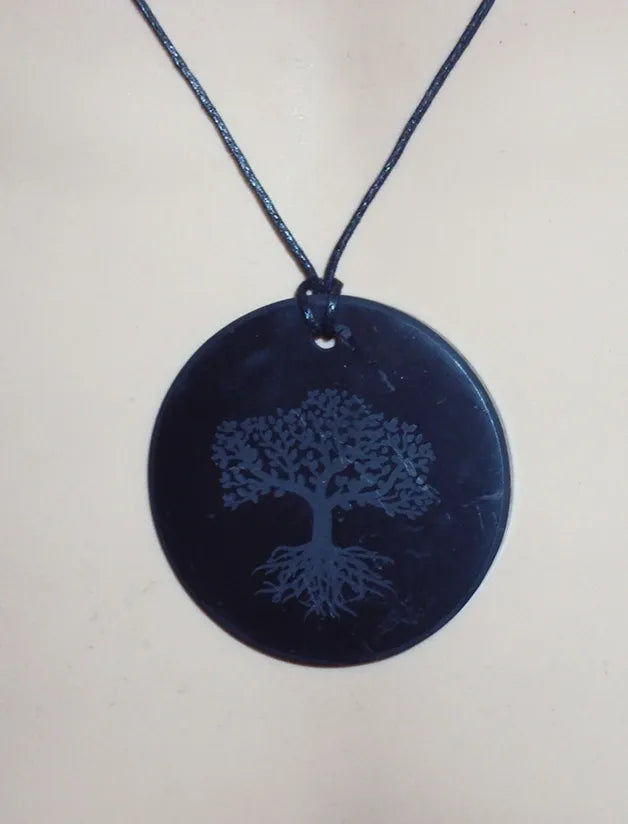 Shungite Tree of Life Pendant Necklace EMF Protection Miracle Healing Stone 19g