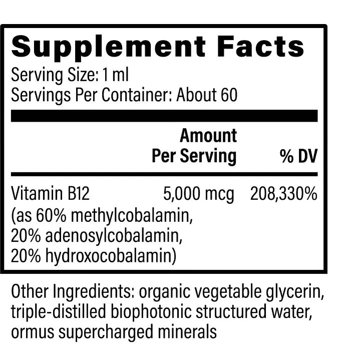 vitamin B 12 2oz (60ml) Liquid equiv 5000mcg Methylcobalamin