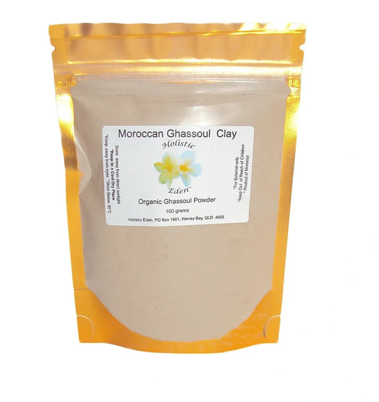 100g Moroccan Natural Ghassoul Lava Clay Powder Face Mask, Hair Shampoo - ORGANIC