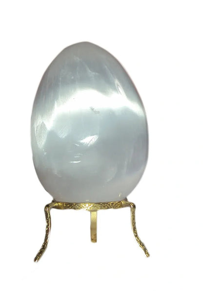 100mm Selenite Egg - Sphere Quality High Grade Moroccan Crystal + Stand