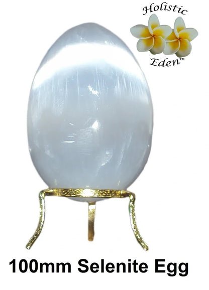 100mm Selenite Egg - Sphere Quality High Grade Moroccan Crystal + Stand