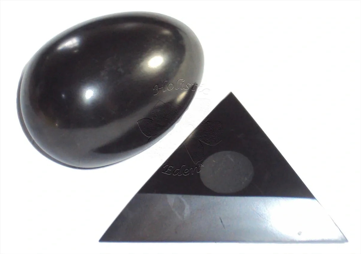 100mm Shungite Sphere Egg Stand EMF Protection Air Purifier Crystal Health Stone