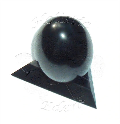 100mm Shungite Sphere Egg Stand EMF Protection Air Purifier Crystal Health Stone