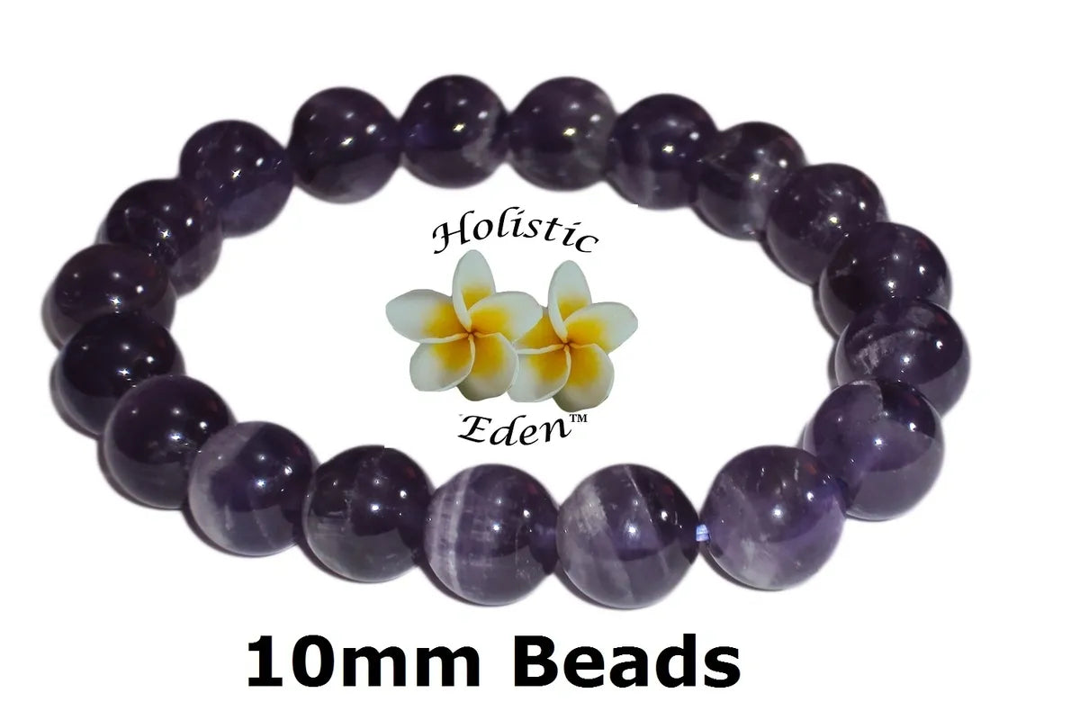 10mm Natural Amethyst Crystal Bead Bracelet Tumbled Gemstone Beads Brazil