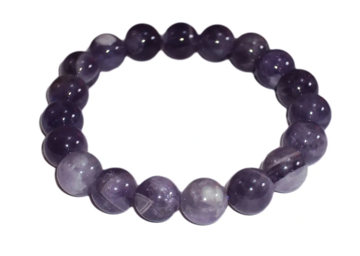 10mm Natural Amethyst Crystal Bead Bracelet Tumbled Gemstone Beads Brazil