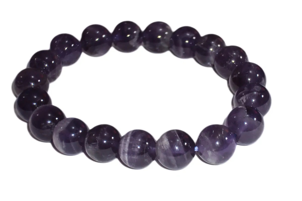 10mm Natural Amethyst Crystal Bead Bracelet Tumbled Gemstone Beads Brazil