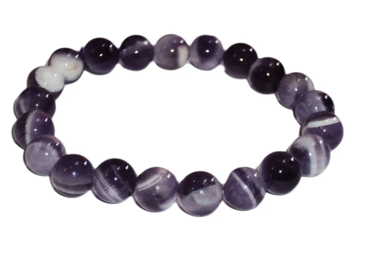 10mm Natural Chevron Dream Amethyst Crystal Bead Bracelet Gemstone Beads Brazil