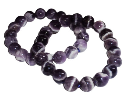 10mm Natural Chevron Dream Amethyst Crystal Bead Bracelet Gemstone Beads Brazil