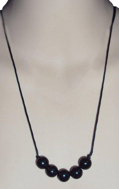 SHUNGITE BEAD PENDANT, Necklace EMF Protection Russian Healing Stone