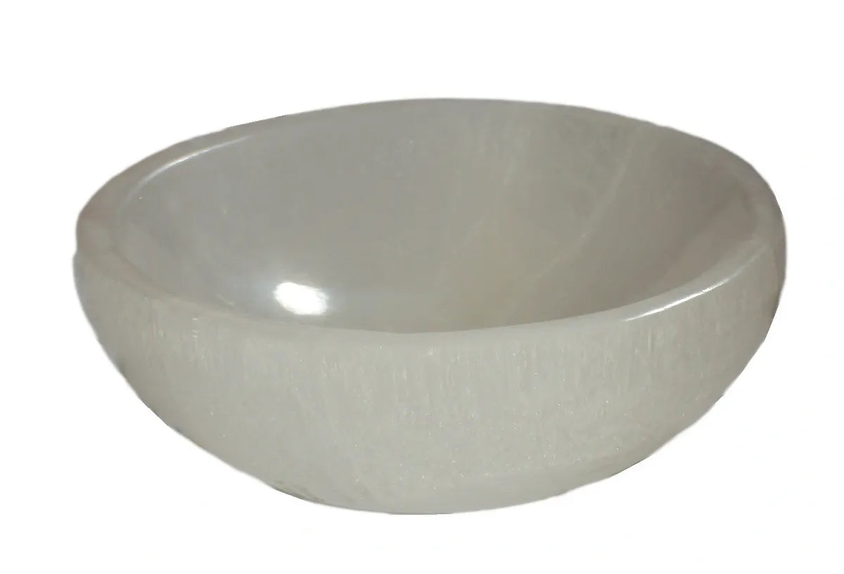 14cm Selenite Bowl High Quality Round Moroccan Crystal Charging Bowl