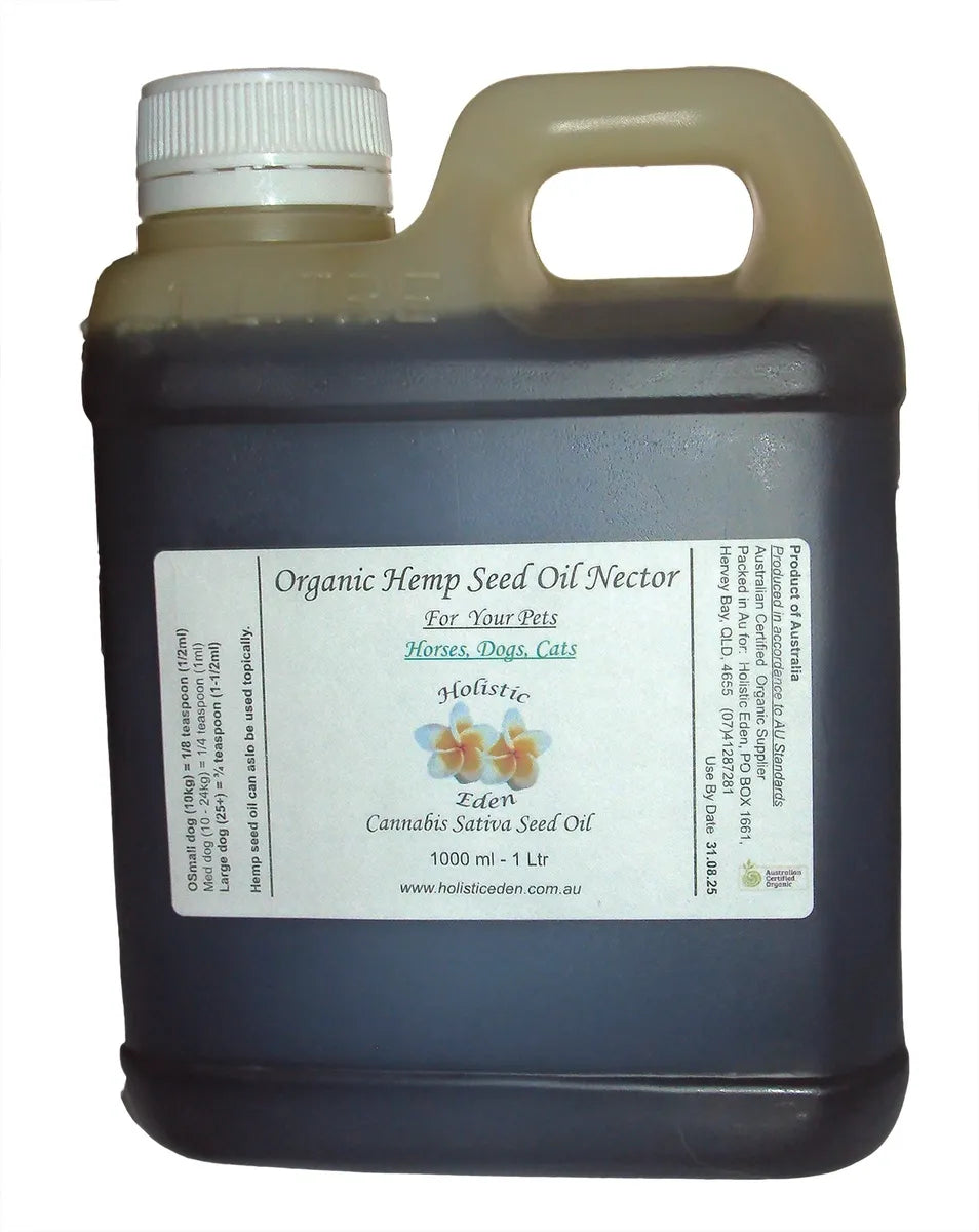 1Lt Organic Hemp Seed Oil Nector for Cats Dogs Horses Pain Releif Stress Anxiety