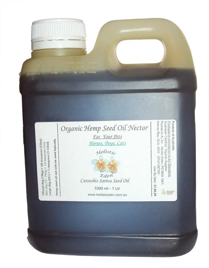 1Lt Organic Hemp Seed Oil Nector for Cats Dogs Horses Pain Releif Stress Anxiety