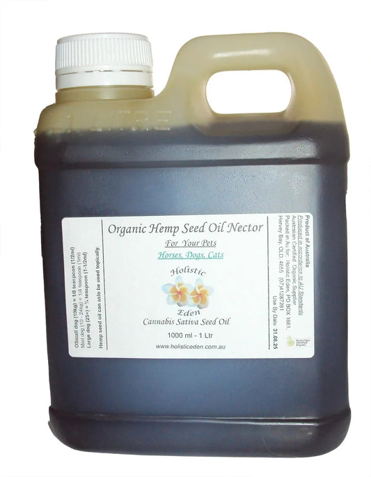 1Lt Organic Hemp Seed Oil Nector for Cats Dogs Horses Pain Releif Stress Anxiety