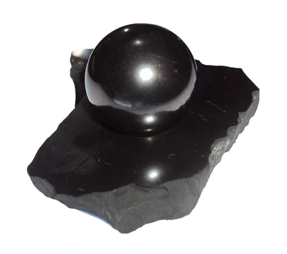 40mm Shungite Sphere + Stand, EMF Protection