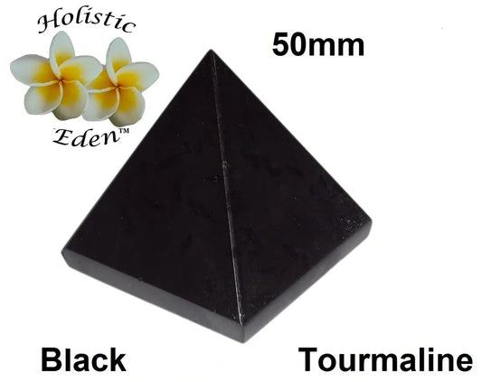 50mm Black Tourmaline Polished Pyramid EMF Protection Crystal Healing Stone