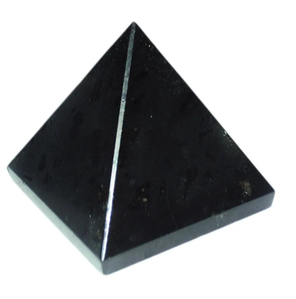 50mm Black Tourmaline Polished Pyramid EMF Protection Crystal Healing Stone