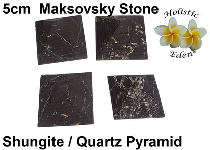 50mm Shungite Quartz Ribbed Pyramid EMF Protection Air Purifier Crystal Stone