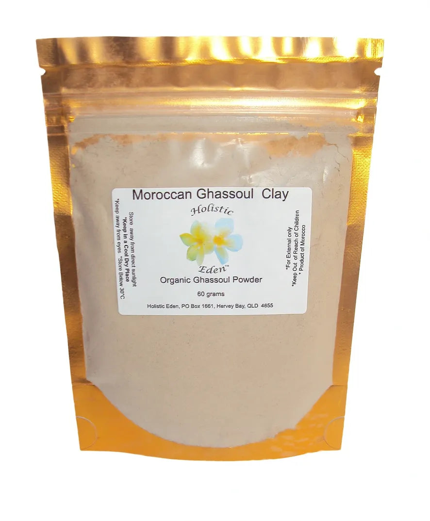 60g Moroccan Natural Ghassoul Lava Clay Powder Face Mask, Hair Shampoo - ORGANIC