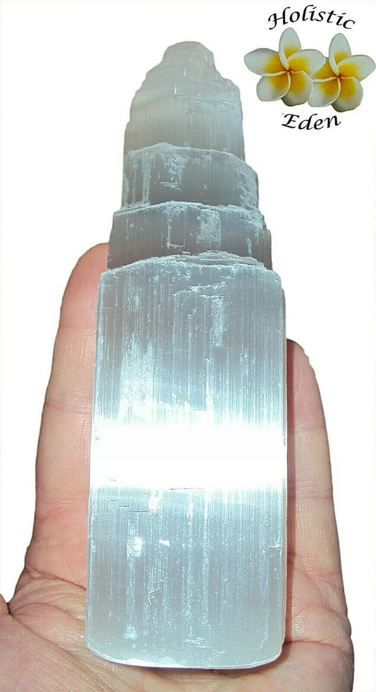 6" Selenite Crystal Tower 15cm, High Grade Stone from Morocco