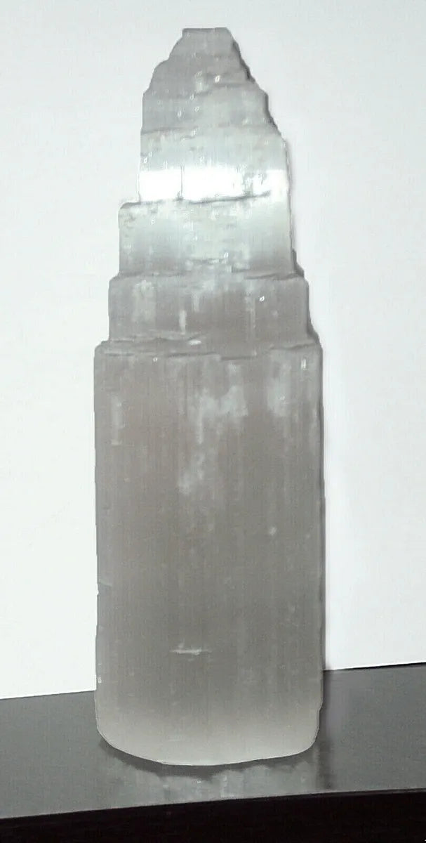 6" Selenite Crystal Tower 15cm, High Grade Stone from Morocco