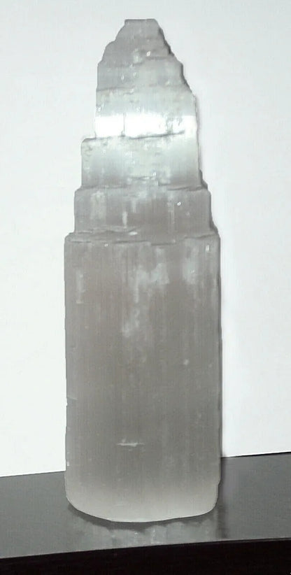 6" Selenite Crystal Tower 15cm, High Grade Stone from Morocco