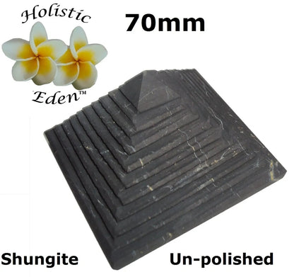 70mm Shungite Ribbed Pyramid EMF Protection, Air Purifier Crystal Health Stone