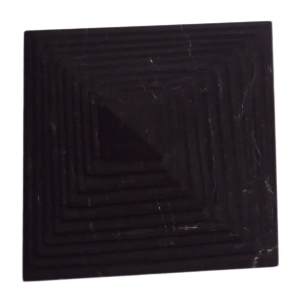 70mm Shungite Ribbed Pyramid EMF Protection, Air Purifier Crystal Health Stone