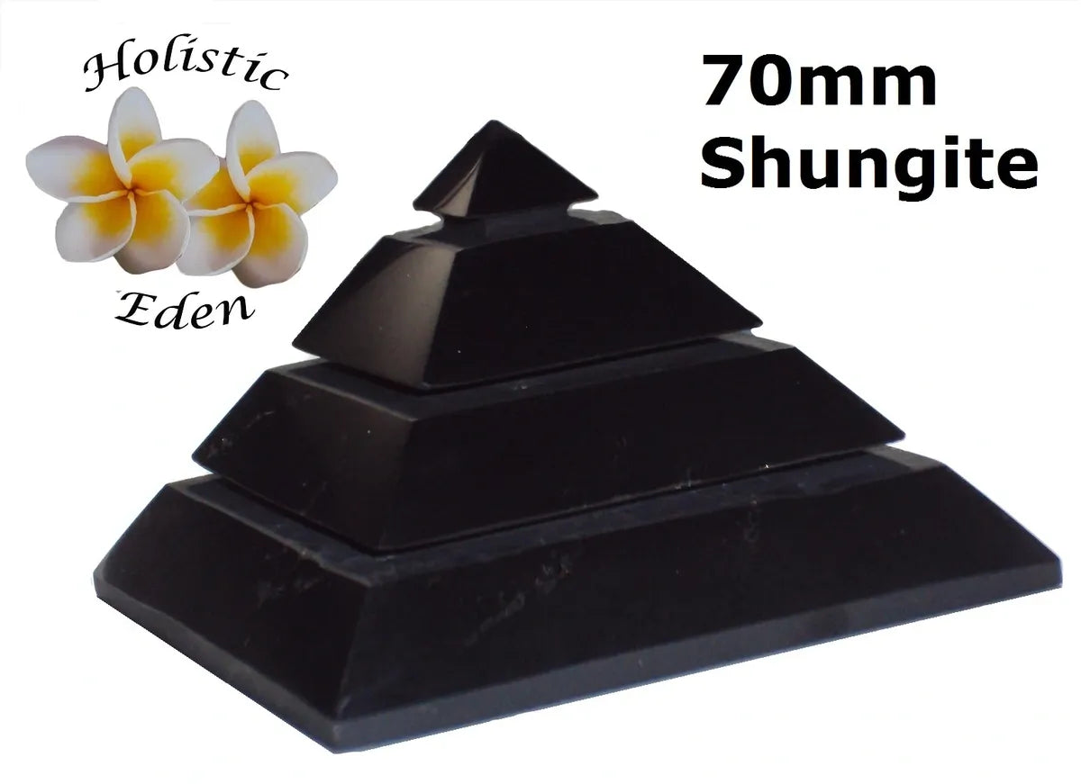 70mm Shungite Sakkara Pyramid, EMF Protection, Air Purifier Crystal Health Stone