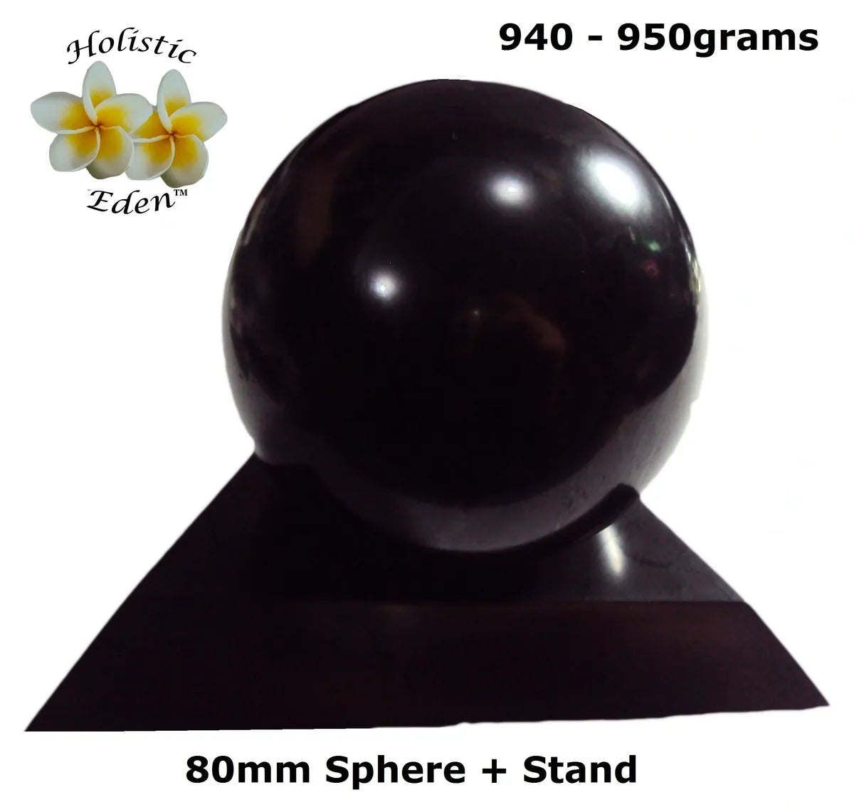 80mm Shungite Sphere + Stand, EMF Protection, Air Purifier Crystal Health Stone