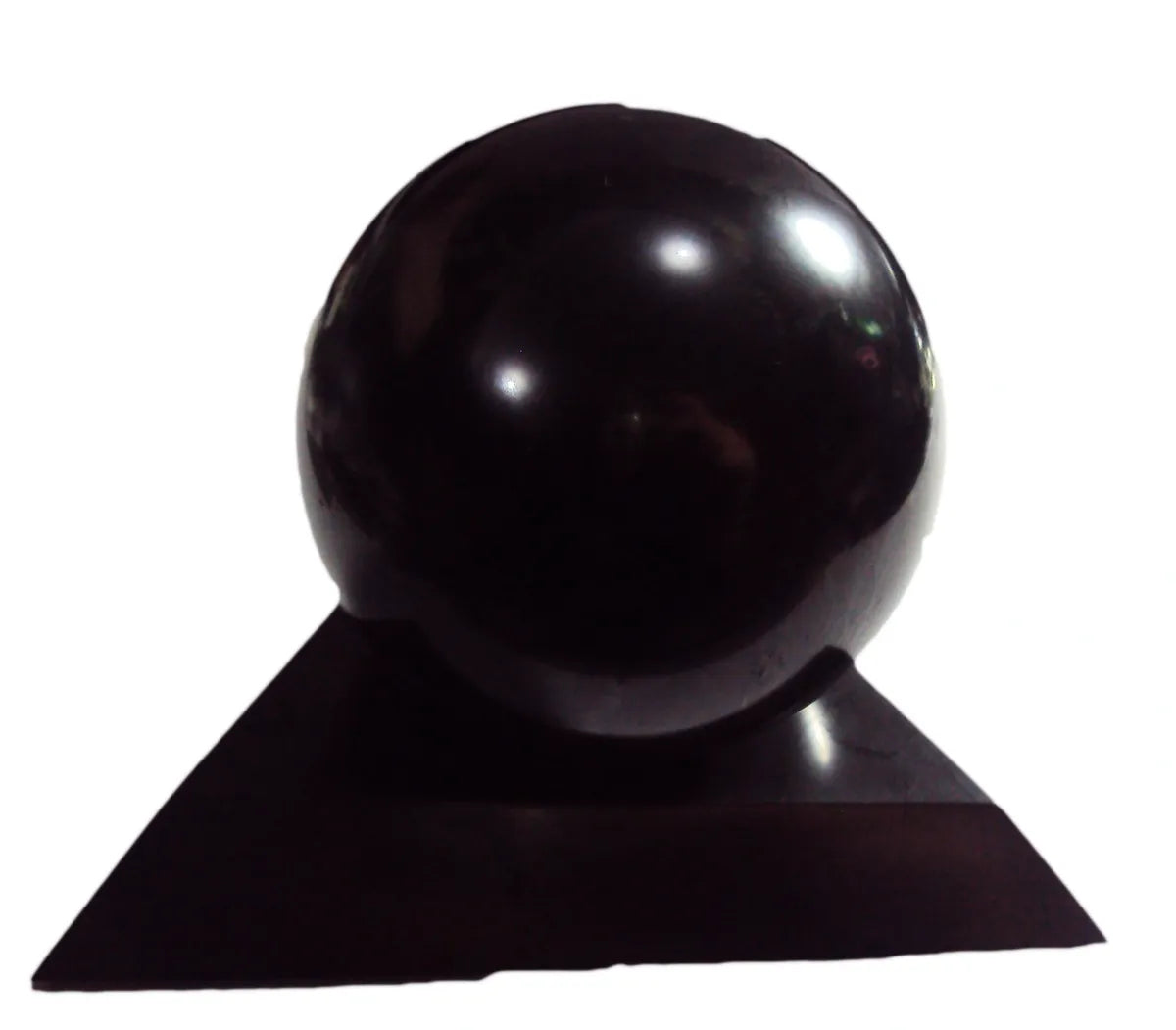 80mm Shungite Sphere + Stand, EMF Protection, Air Purifier Crystal Health Stone
